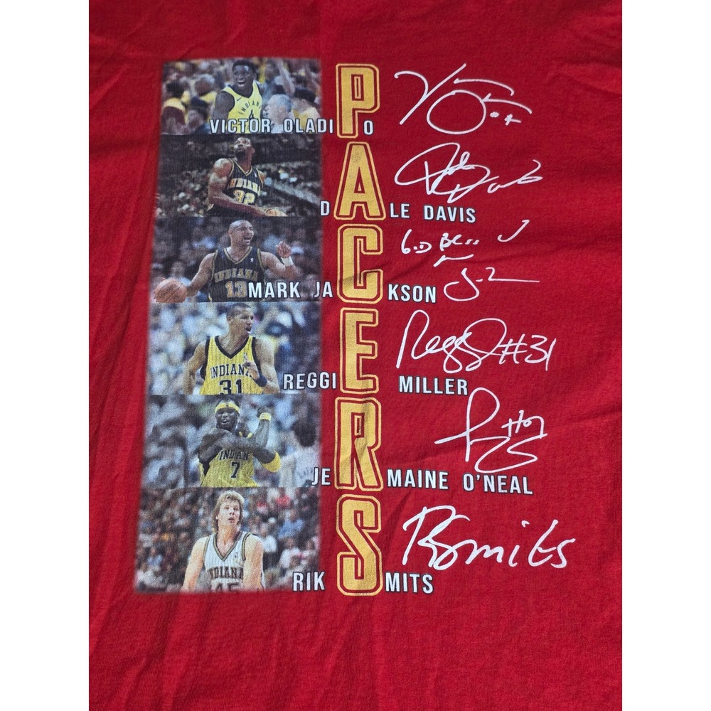 Indiana Pacers Red Graphic T-Shirt Reggie Miller Rik Smits XL Delta Pro Weight - Picture 4 of 8